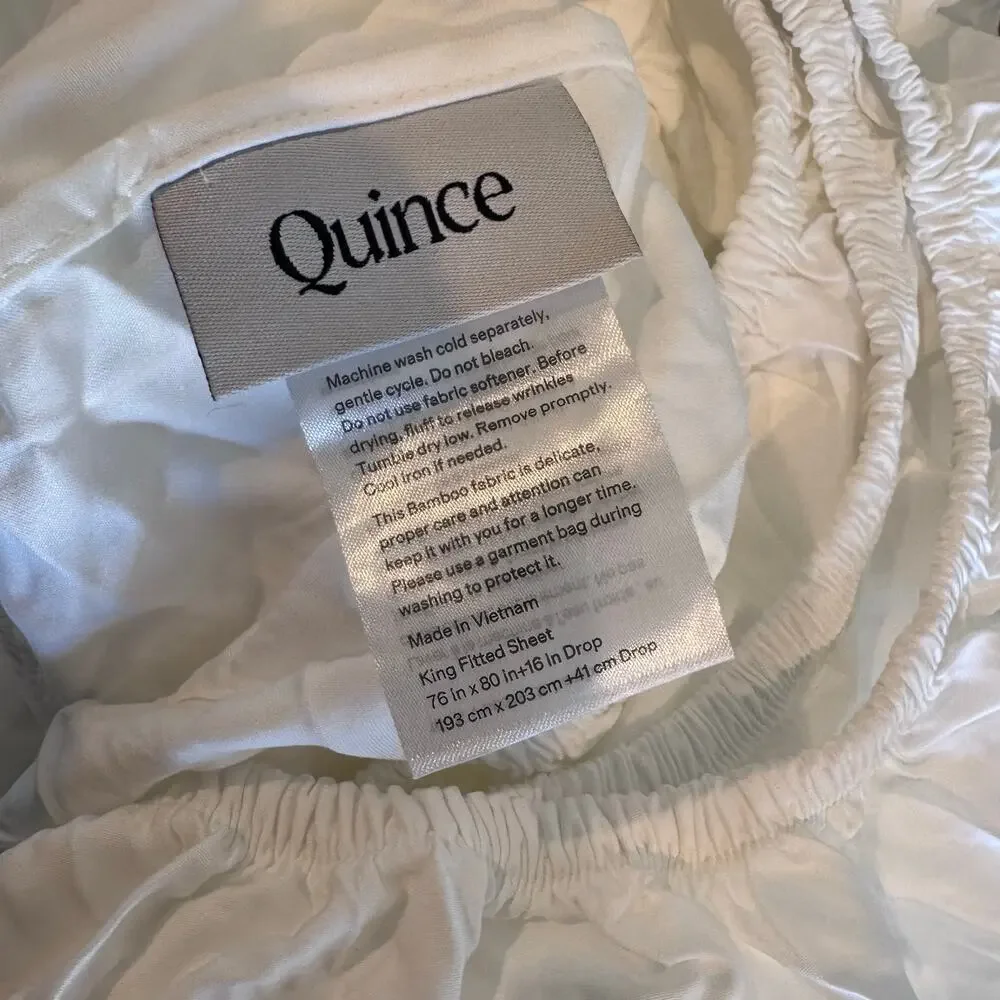 Quince Organic Bamboo Fitted Sheet Set King White NWOT